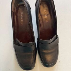 Naturalizer Leather Heeled Women’s 7.5 Slip-On Comfort Dress Shoes Black Classic